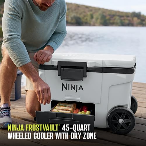 Image of Ninja FrostVault 45QT Cooler with Wheels | Insulated with Temp Dry Storage Drawer | Keeps Ice Cold for Days | for The Beach, Camping, Picnics & More | Strawberry Rhubarb | FB245BP