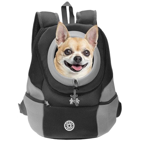 Mxaeyar Pet Carrier Backpack for Small Dogs Cats Breathable Dog Backpack Carrier Black Dog Travel Back Pack Hands-Free Pet Backpack Carrier for Travelling Camping Hiking Cycling Outdoor