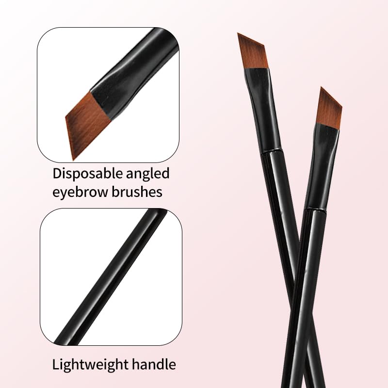 20pcs Disposable Eyebrow Brushes, Portable Angled Eye Brow Brush, Eye Shadow Applicator Sticks Eye Makeup Brushes, Black