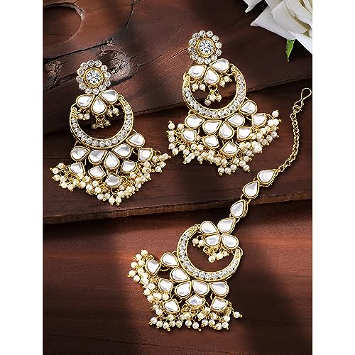 Image of Peora Kundan Faux Pearl Traditional Jewellery Set Gift for Women