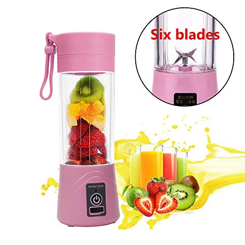 380ML Licuadora Personal Mezclador De Hielo Eléctrico Exprimidor De Frutas Recargable Usb Para Batidos Y Batidos, Seis Cuchillas En 3d Para Una Excelente Mezcla