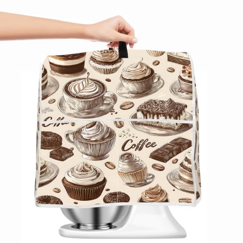 Image of Kitchen Dust Cover Compatible with 4.5 5 6 8 quart Stand Mixer, Kitchen Appliance Protective Covers with Top Handle and Pocket (Dessert, For All 6-8 qt Mixer)