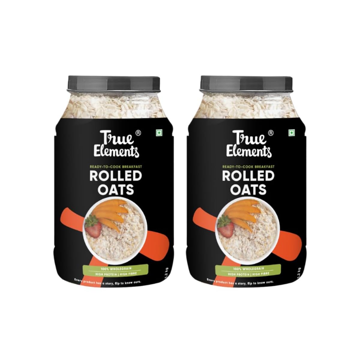 True Elements Rolled Oats 1.2kg (Pack of 2) | 100% Whole Grain | High Fiber & Protein | Healthy Breakfast Cereal | Jumbo Oats useful for oatmeal | Diet Food for Weight Management