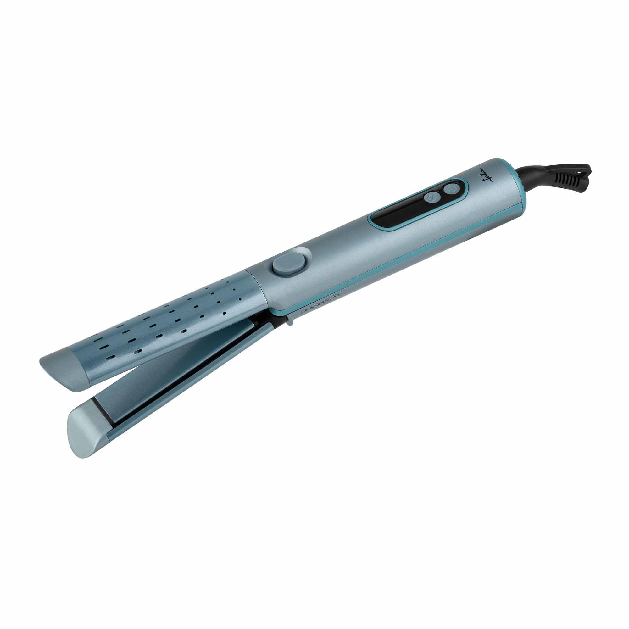JATA JBPP1588 - Plancha de Pelo y Rizador con Aire, Tecnología Cool Air, Placas Cerámicas Flotantes, 4 Temperaturas 140-200ºC, Alisador y Rizador Profesional