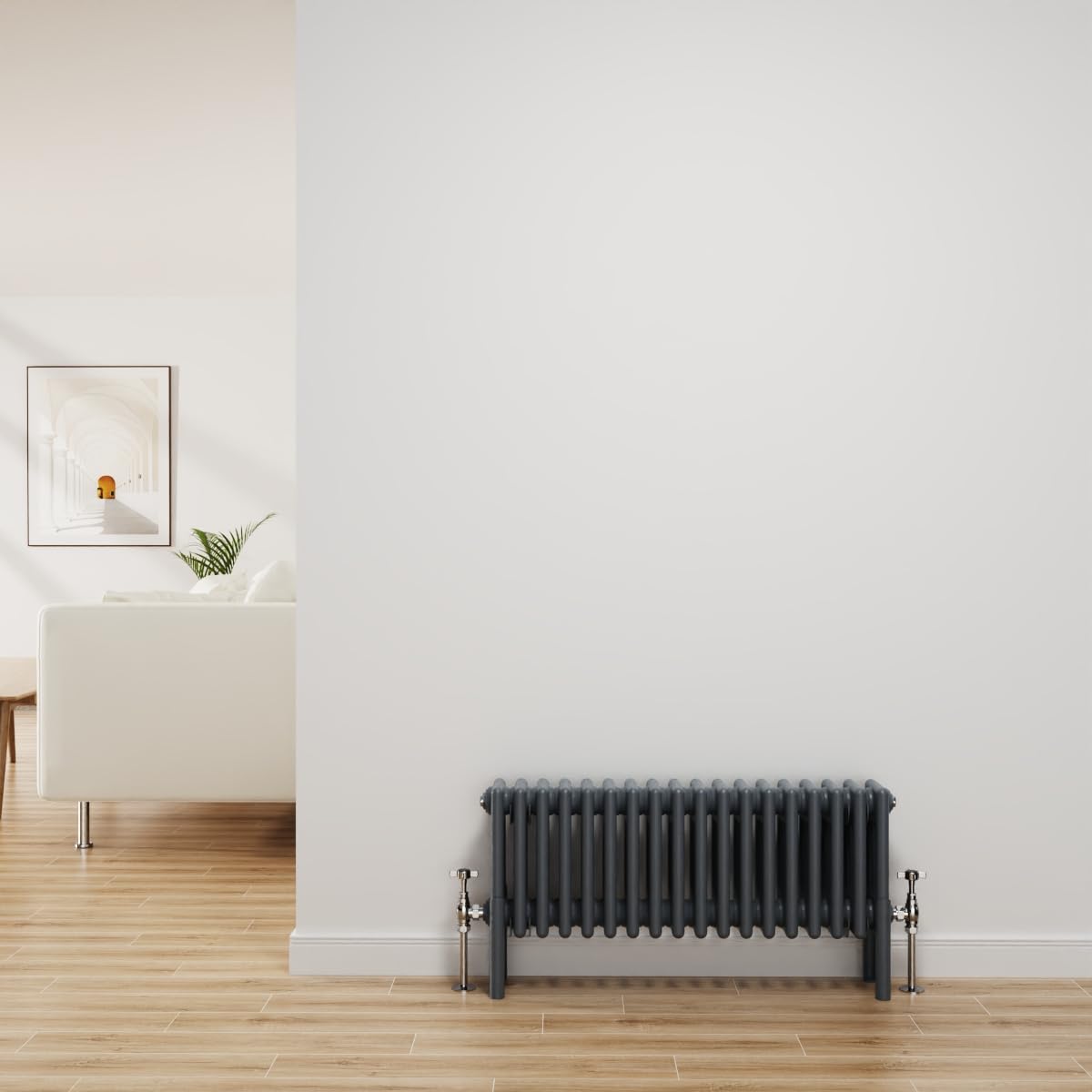 Nrg Anthracite Traditional Radiator Cast Iron 4 Column Horizontal Central Heating Bathroom Radiators 300X830mm
