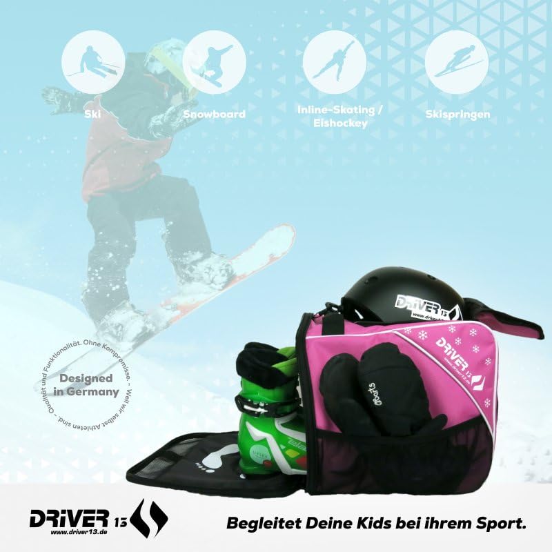 Driver13 Borsa Per Scarponi Da Sci Per Bambini – Con Scomparto Per Casco, Antiscivolo E Impermeabile