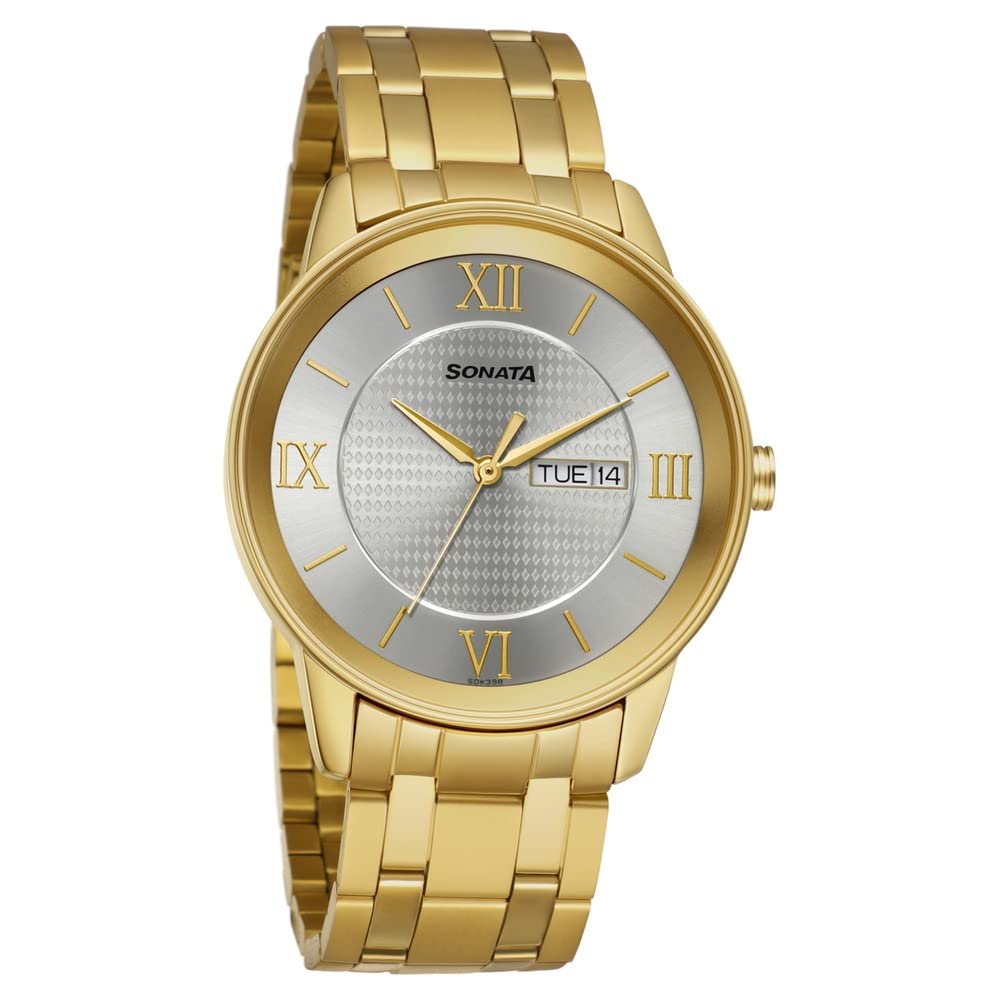 Sonata Quartz Analog with Day and Date Champagne Dial Stainless Steel Strap Watch for Men-NS7133YM01 (B08JTSFM3T) Amazon Price History, Amazon Price Tracker