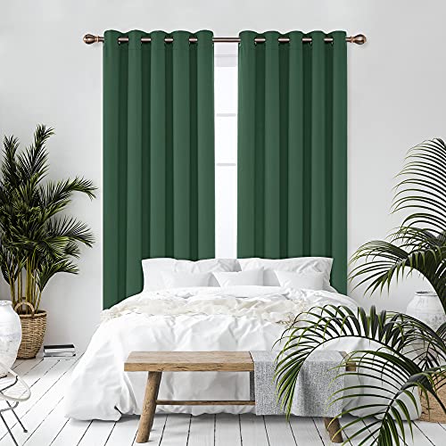 Deconovo Green Curtains Thermal Insulated Eyelet Blackout Curtains for Bedroom 66 x 72 Inch Forest Green Two Panels - Image 3