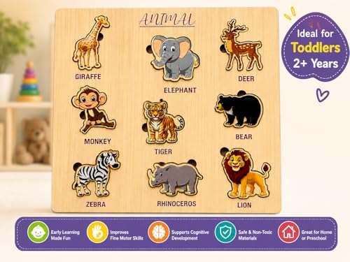 Image of Wooden Name Puzzle for Toddlers 2+ Years | Montessori Letter Matching & Name Recognition Learning Toy | Alphabet Educational Puzzle for Preschool Boys & Girls