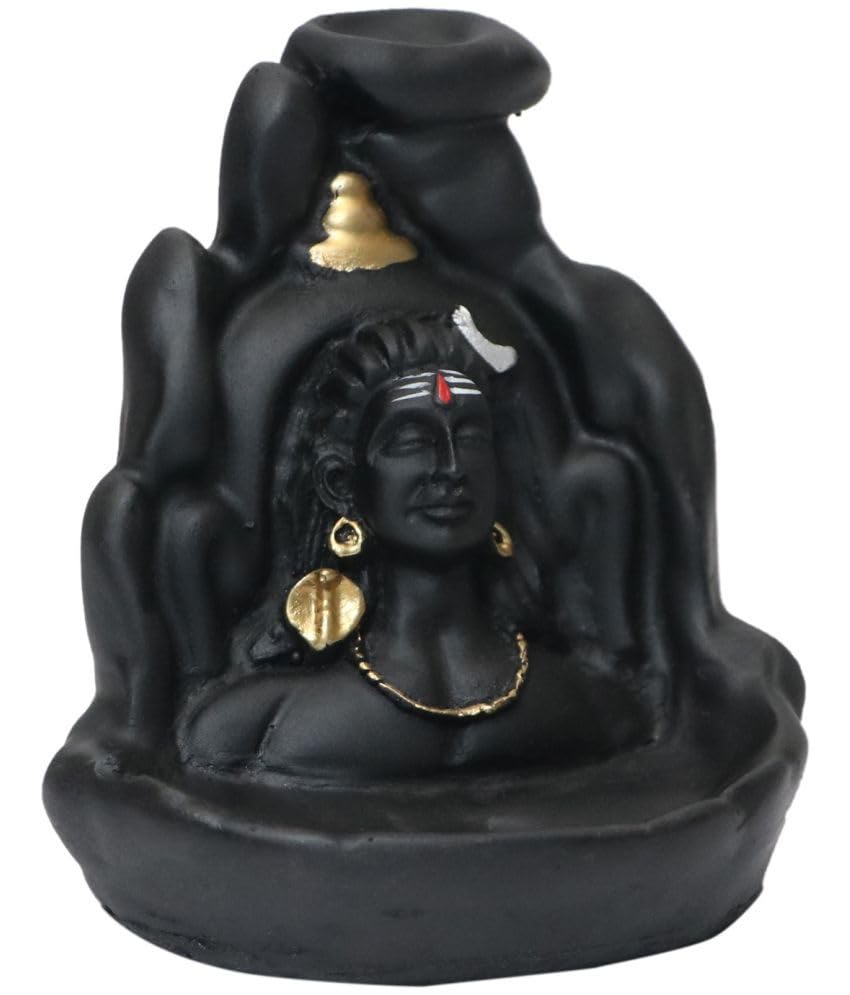 Image of CRAFTAM Polyresin Adiyogi, Mahadev, Shiv Shankara Backflow Cone Incense Holder Decorative Showpiece with 20 Smoke Backflow Scented Cone Incenses