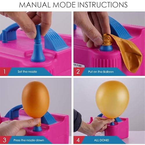 Image of Mini Steps High-Power Electric Balloon Inflator - Dual Nozzles, Fast Inflation for Party Decorations, Wedding & Events, Multi-Color, Acrylonitrile Butadiene Styrene, 1 Piece