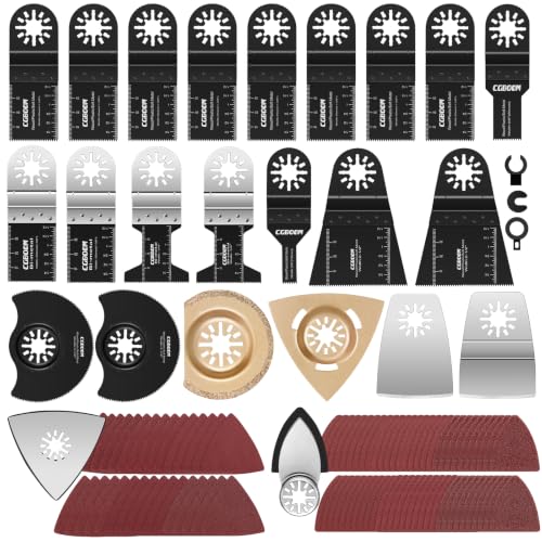 Sägeblätter Kit CGBOOM 121 tlg aus Kohlenstoffstahl und Edelstahl Oszillierendes Zubehör Set Multifunktionswerkzeug für Fein Multimaster Dremel Bosch Makita DTM51 Einhell