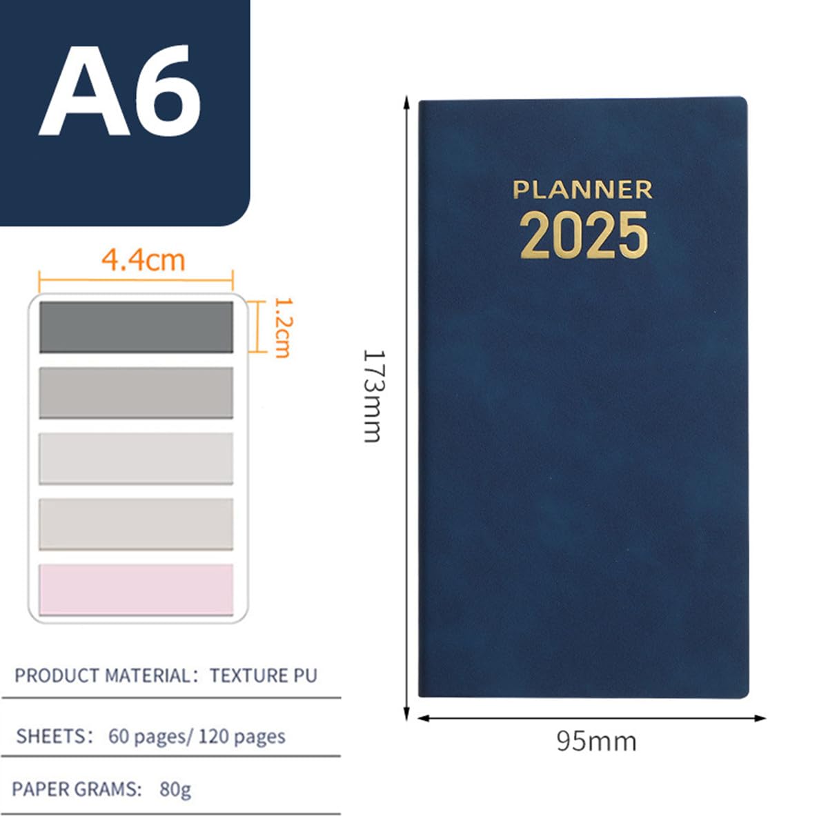 Amazon.co.jp: RuiChy 手帳 2025年 A6 週間計画 予定帳 ビジネス 手帳
