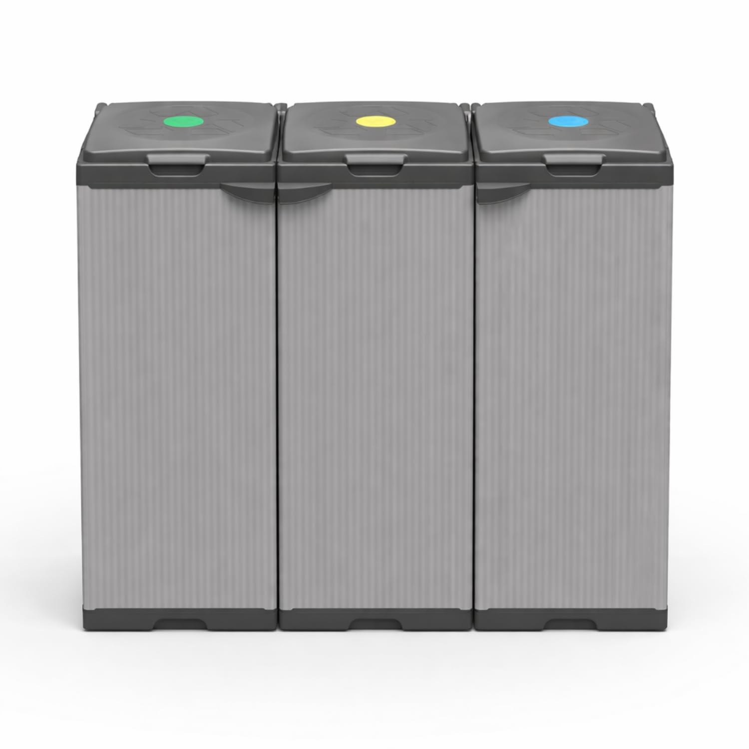 PALUPLUS Mobile Pattumiera a 3 Scomparti in Resina, misura 102x38x87 cm per sacchi da 80-110 Lt, Coperchi Ferma Sacchetto, Secchio a 3 Ante per Raccolta Differenziata, Made in Italy -MONG3967F -9,8