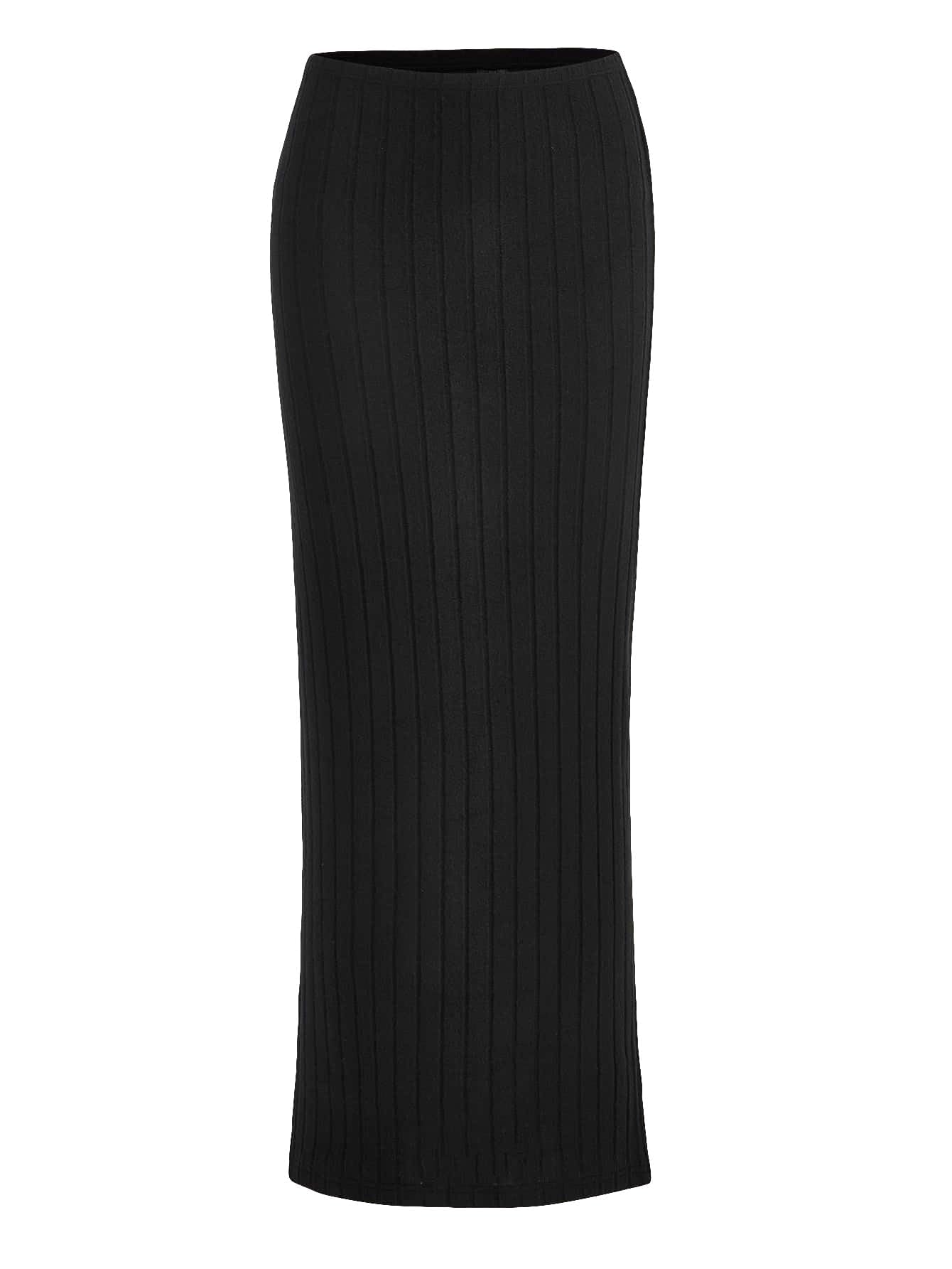 Milumia Womens High Waist Ribbed Knit Long Pencil Skirt Casual Bodycon Maxi Skirts