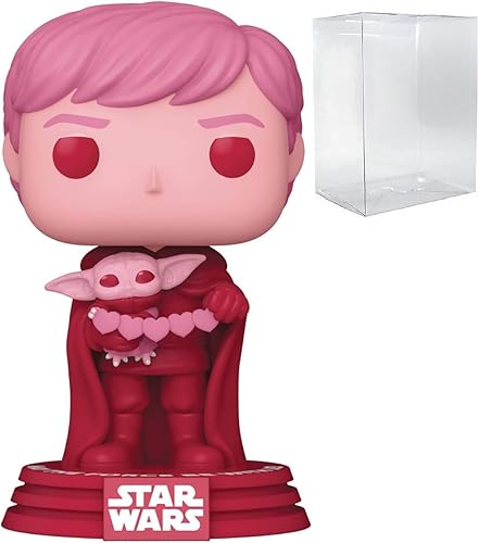POP Star Wars: Valentines - Luke Skywalker & Grogu Funko Pop! Figura de vinilo (paquete con funda protectora compatible con caja pop), multicolor,