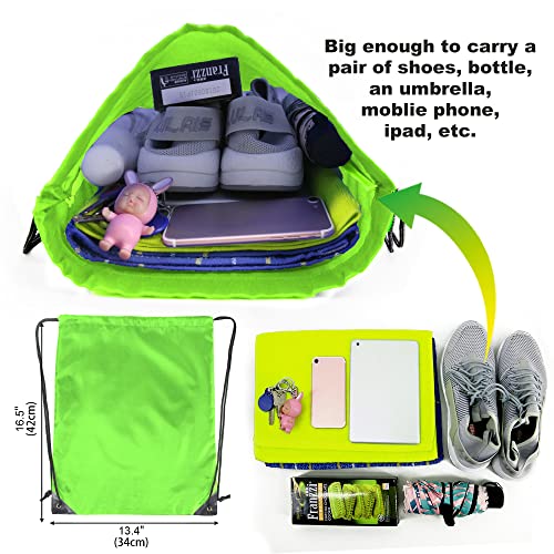 Image of BeeGreen 20 Pieces Green String Bags Bulk Lightweight Durable Drawstring Gym Backpacks for Christmas Travel Sports Plain Cinch Storage Sackpack Bags for Women and Men