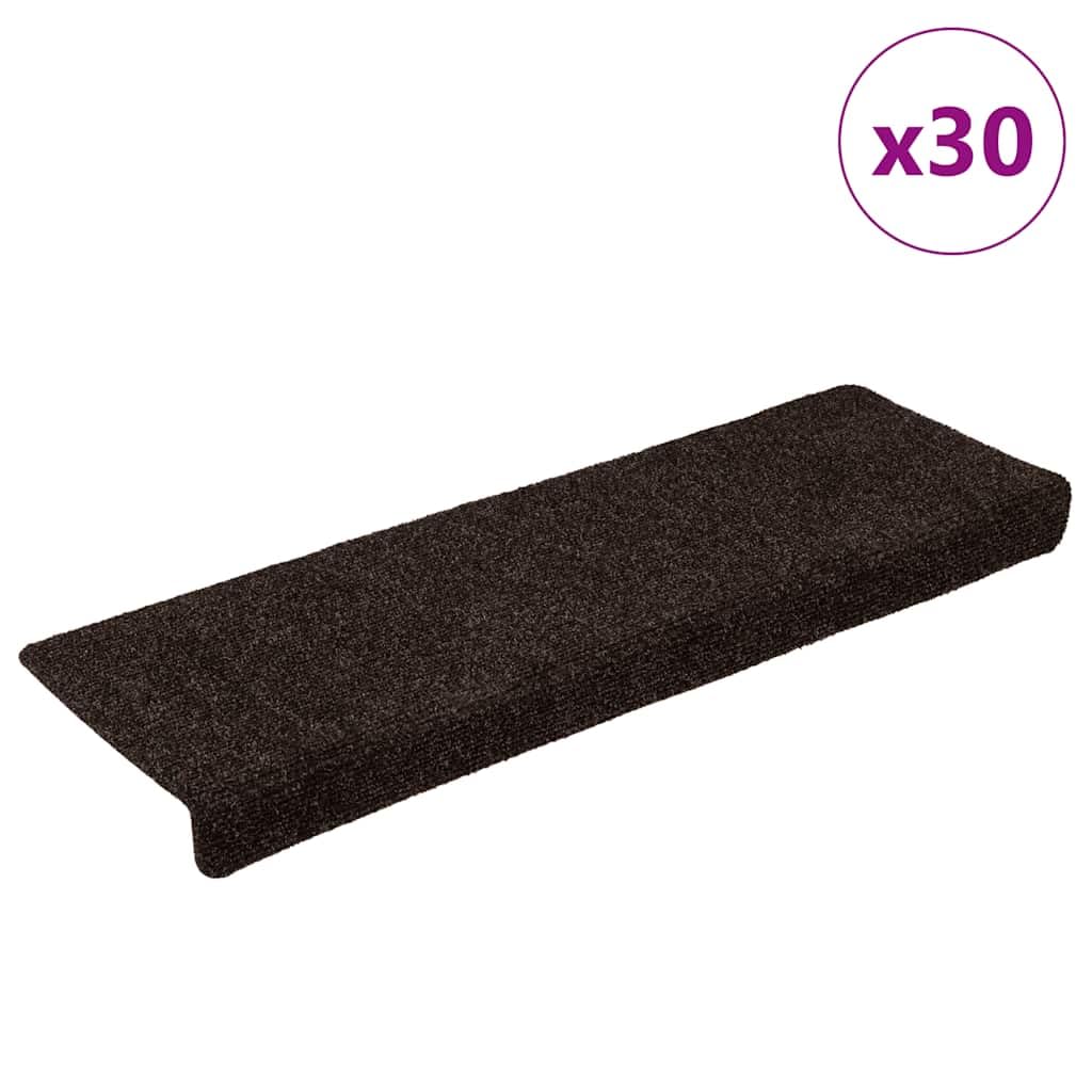 Tidyard Tapis d'escalier Autocollant 30 pcs Marron 65x21x4 cm, Tapis Escalier Tapis de Sécurité pour Sol Protection, Aînés et Animaux