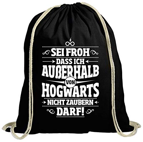 Fanartikel Fan Kult Film natur Turnbeutel Rucksack Gymsac Außerhalb von Hogwarts, Größe: onesize,schwarz natur