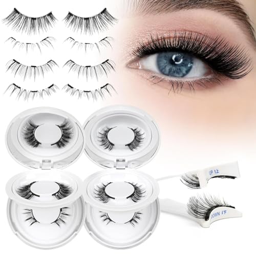 Higu clace Magnetic-Eyelashes 4 Pairs Magnetic Eyelashes with Applicator Soft Eyelashes Magnetic Lashes Natural Look Wispy pestaas magnticas Without Eyeliner Easy to Wear and RemoveDJCX-B06)