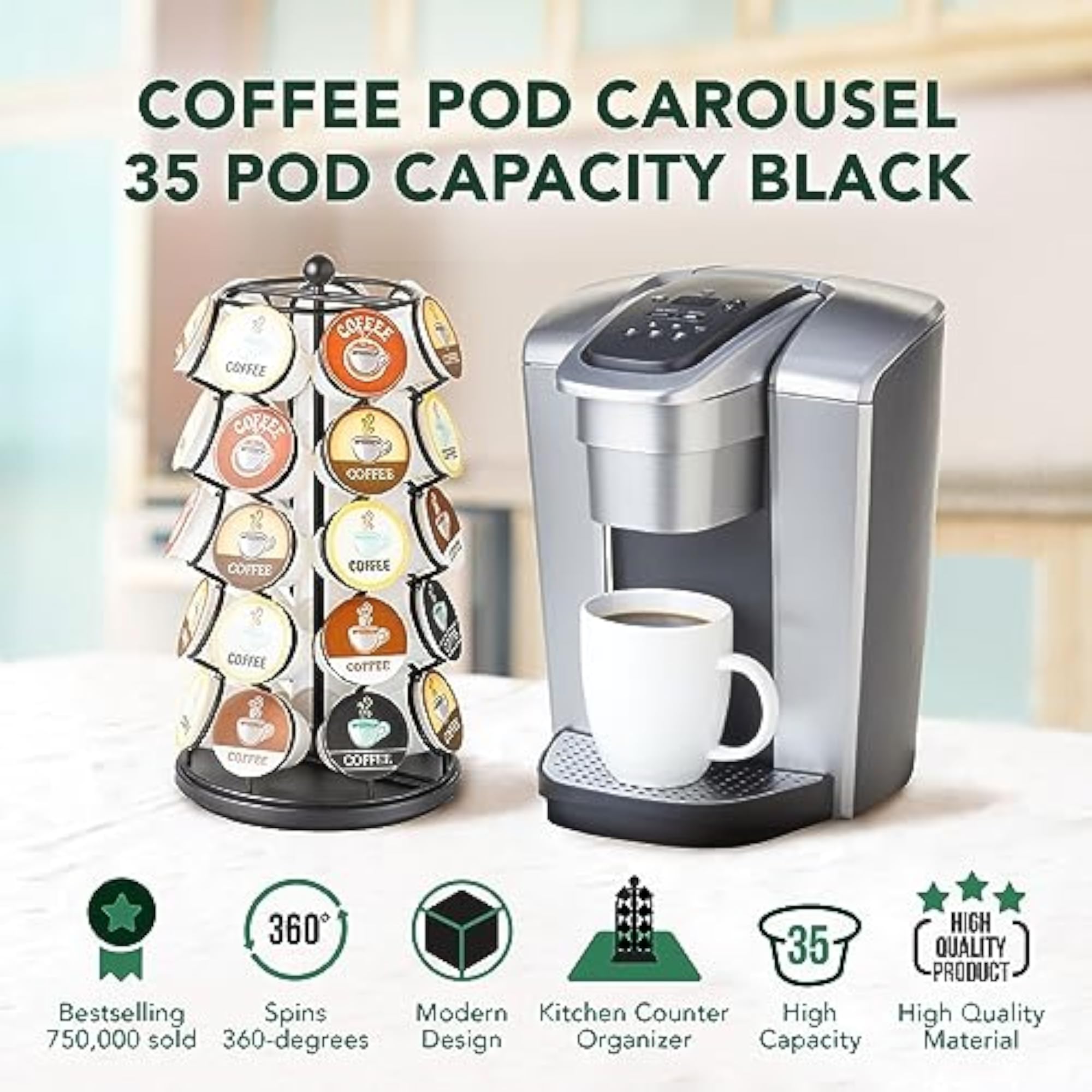 K-Cup Carousel - Holds 35 K-Cups in Black