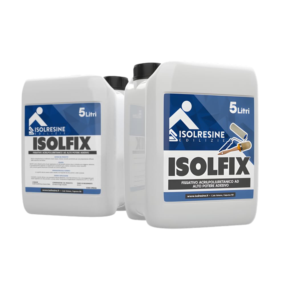 Isolfix Resina Acrilpoliuretanica, Fissativo per Superfici Difficili, Base Acqua (5 Litri)