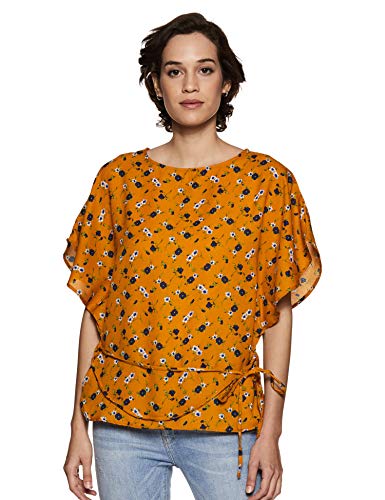 Image of ABOF Womens Western Solid Regularfit Top (BOA17AWWWTP1130802 Mustard M)