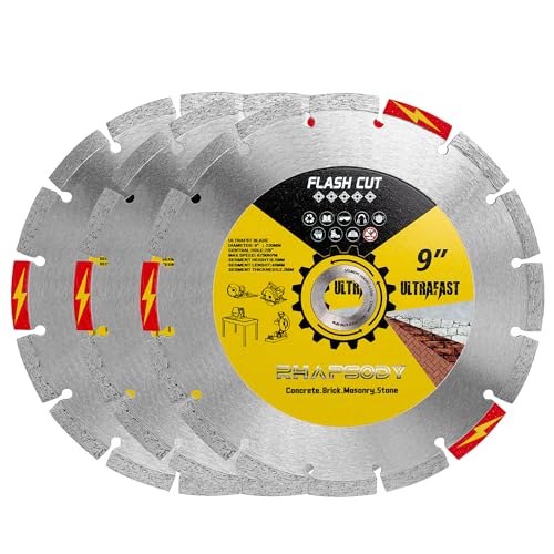 RHAPSODY 9Inch Ultrafast Diamond Saw Blade 3Pcs, Segmented General Purpose