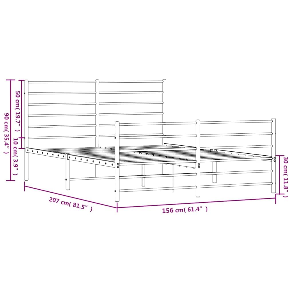 vidaXL Estructura Cama sin colchón con Estribo Metal Blanco 150x200 cm
