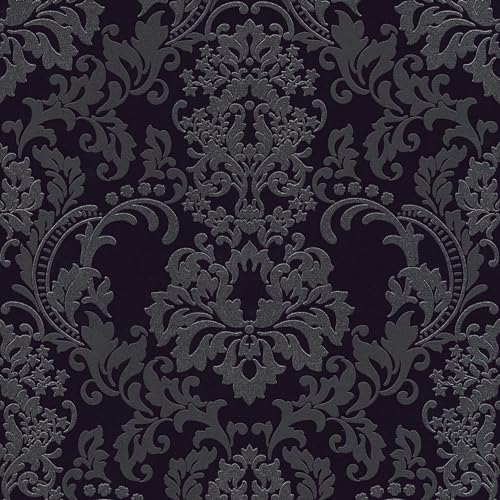 Papier peint baroque chic à ornements dorés style damas classique