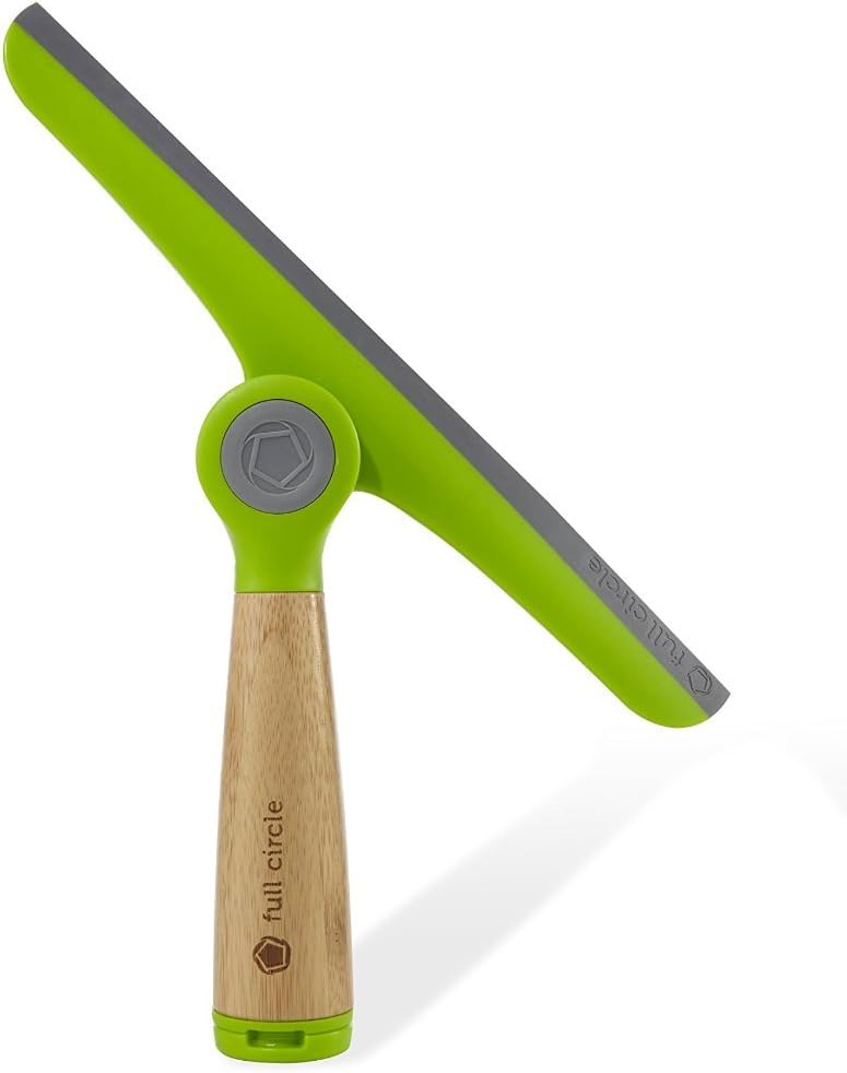 Full Circle Wipe Out Pivoting Shower Squeegee with Hanging Hook, 0.194 pounds, Green