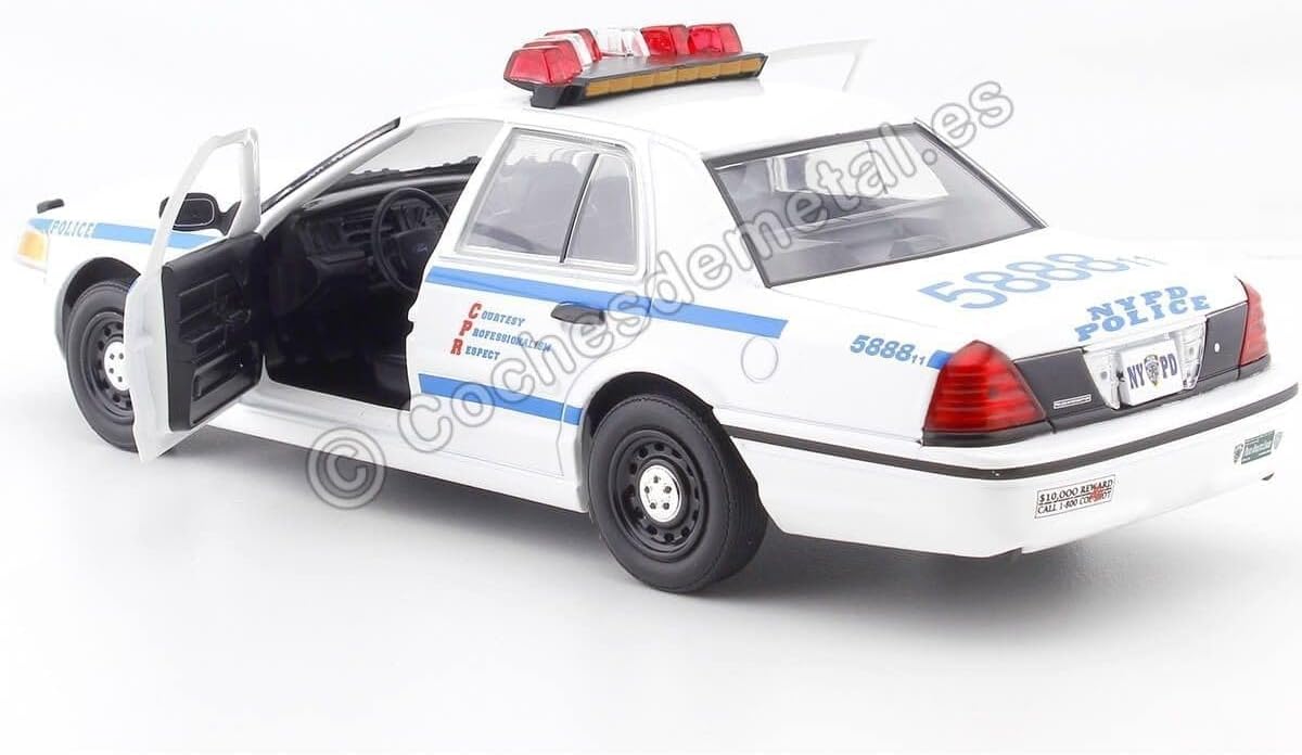 2011 Ford Crown Victoria Police Interceptor New York City Police Department (NYPD) White Hot Pursuit Series 1/24 Diecast Model Car by Greenlight