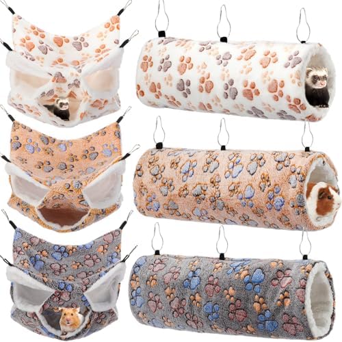 6 Pieces Rat 3 Tier Hammock Set Ferret Hanging Tunnel Guinea Pig ...