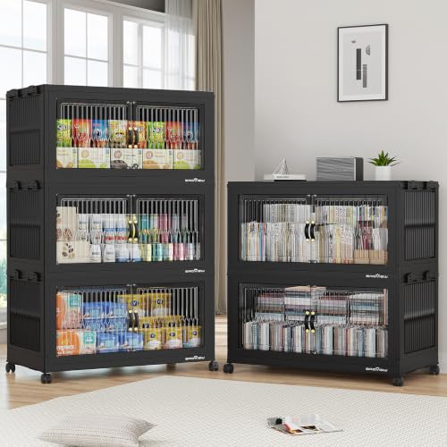 Image of BROVIEW 1000Qt Stackable Storage Bins with Lid for Home Dorm, 5Pack Black