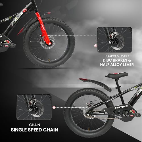 Image of Stryder 20T BMX Rexy DD (Dual Disc) Kids Cycle Age 7-13 Years Height 48-60 inch Black /Red