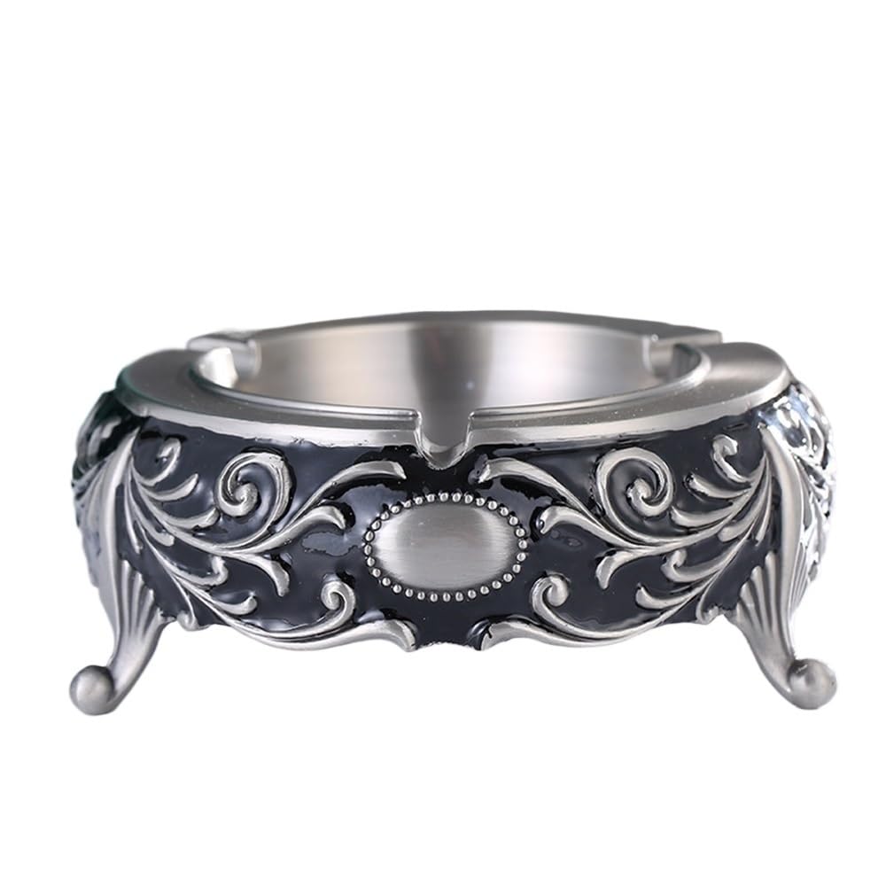 Ashtrays Silver Ashtray Metal Material Unique Pattern for Office Hotel Living Room Desktop Decor