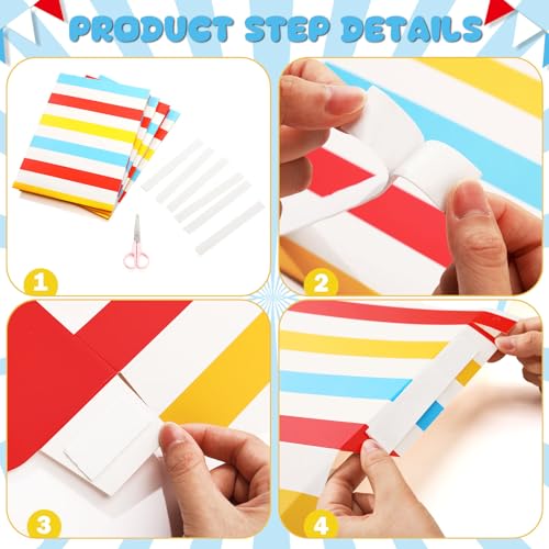 Image of Tallew 4 Pcs 3D Circus Awning Wall Decoration Carnival Awning for Halloween Carnival Theme Party Classroom Decorations(Red, Yellow, Blue and White)