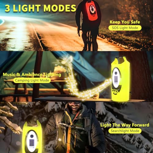 Waterproof Dry Bag Backpack con altavoz Bluetooth, RGB, 10L, Amarillo Neón miniatura 7