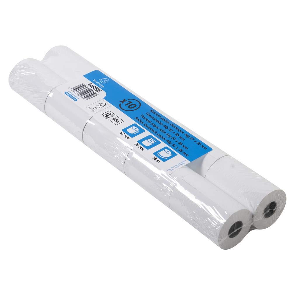 EXACOMPTA Lot de 100 Bobines carte bancaire thermique sans BPA 57x35mm 44g 16 mètres Blanc