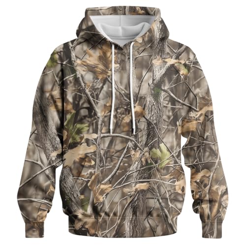 GHUALURU Mens Camo Hoodies Sweatshirt Hunting Shirts Camouflage Long Sleeve Fishing Clothes Multicolor Camo3 L