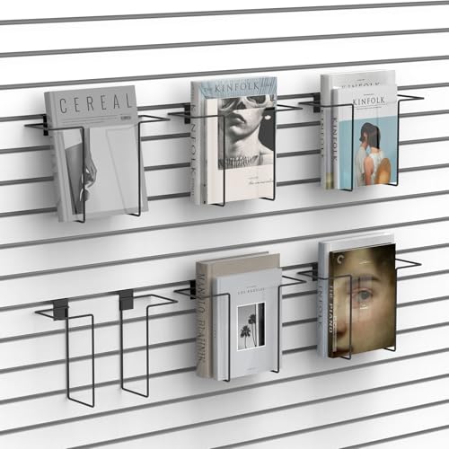 SSNEWOG 6 Pair Literature Display for Slatwall, Adjustable Magazine Holder for Slat Wall, Metal Slatwall Accessories for Exhibitions, Perfect for Organizing Books, Magazines, and Brochures