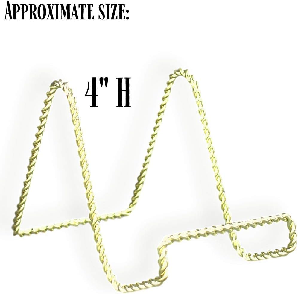 BANBERRY DESIGNS Wire Easel Display Stand 4" H- Twisted Brass Finish Metal - Artists - Decorators - Crafters - Pack of 6
