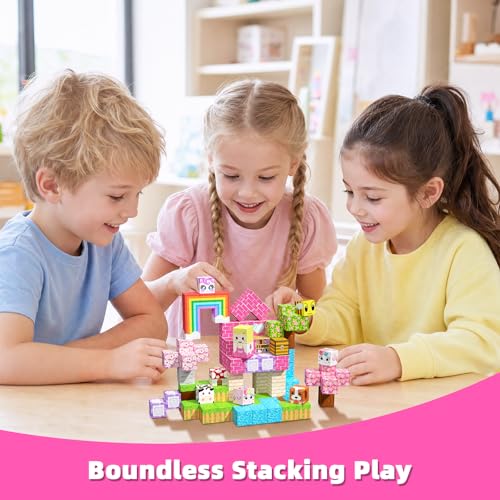 100PCS Magnetic Blocks, Toys Castle Building Cube Birthday Gifts for Girls - image 6