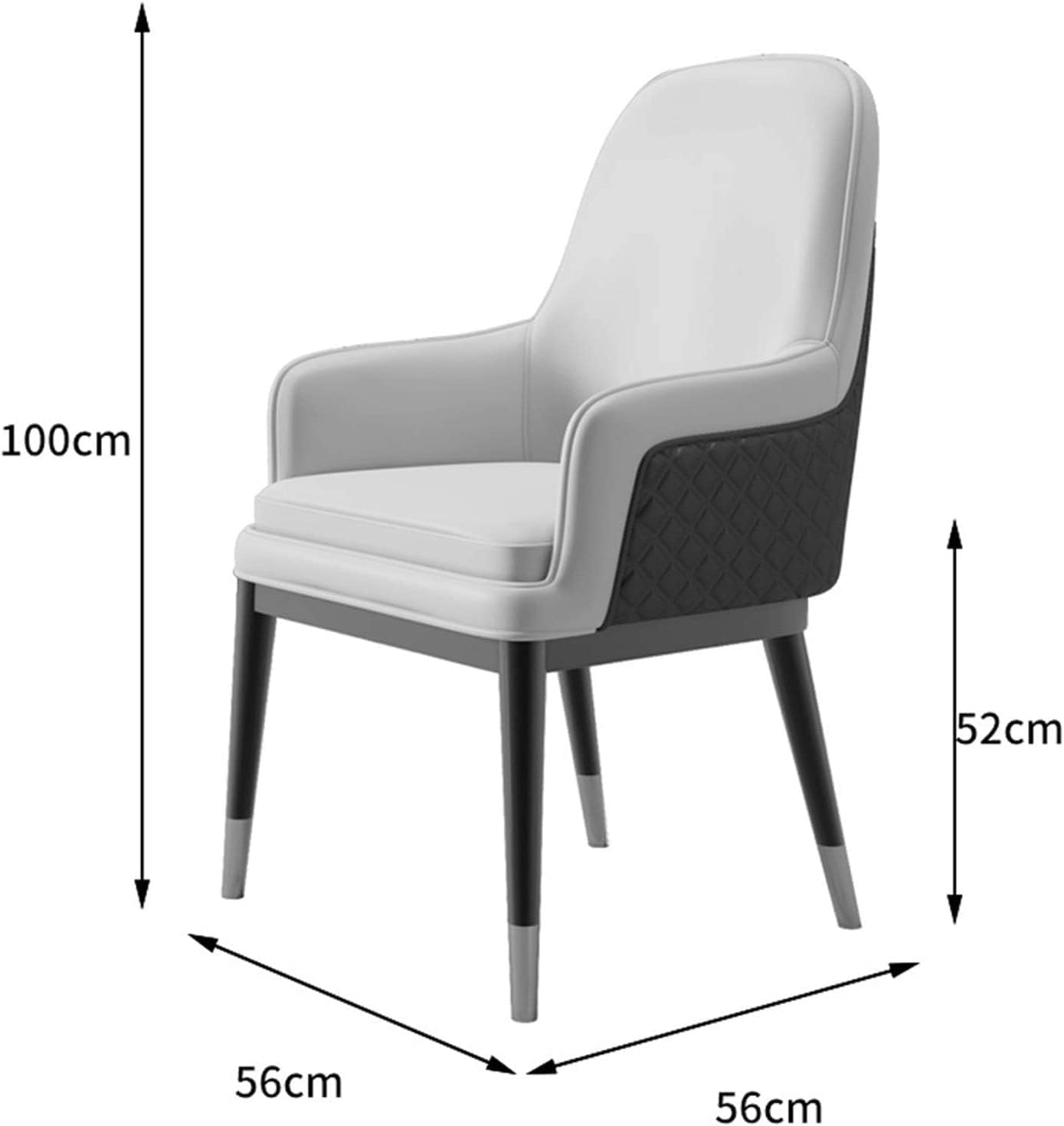 Set of 6 Modern Leather Dining Chairs with Metal Legs and High Back Padded Soft Seats for Comfort Stylish Reception Chair Set for Dining Room or Office (White and Black)