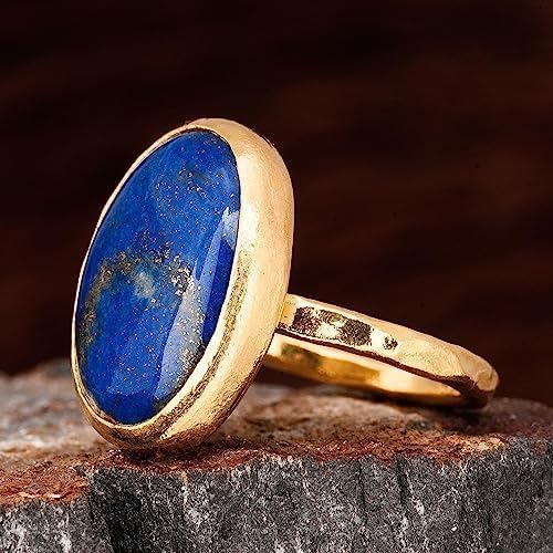 Lapislazuli Ring, Lapislazuli Frauen Ring. Ovaler Lapislazuli Ring. Gold plattiert Silber Lapis Lazuli Ring. 925 Sterling Silber Lapis Lazuli Ring. 24K Gold plattiert Silber Lapis Lazuli Ring.