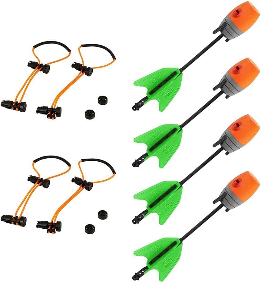 HyperStrike Bow Bungee Replacement and Arrow Refill Pack - Includes 2 Green HyperStrike Bungee Sets and 4 Blue Zonic Whistling Arrows, Launches up to 250 Feet (Orange Arrows + Orange Bungees)