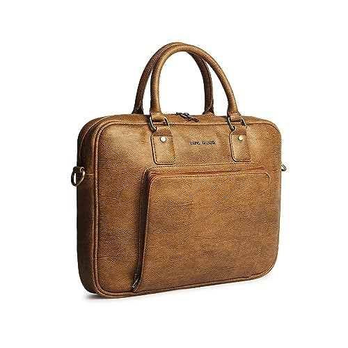 Image of Gauge Machine Professional Vegan Leather Messenger Briefcase Bag for Office |Fits upto 14 /15 / 16 inch Laptop |Separate Padded Laptop Compartment |Water Resistant |Men & Women |16L
