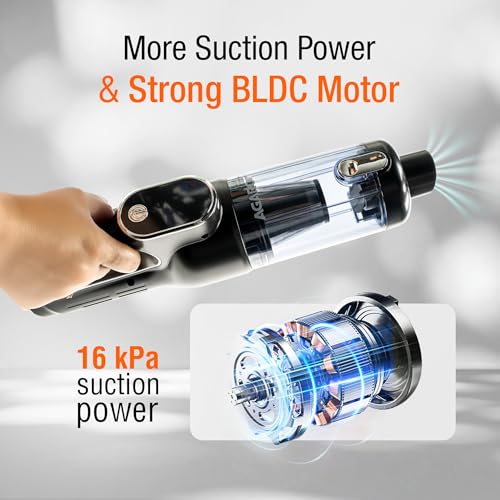 Image of AGARO HVC7799 Cordless Car Vacuum Cleaner, Portable Handheld Vacuum for Car & Home Interiors, 16 kPa High Power Suction, 5000 mAh Rechargeable Battery, Steel HEPA Filter, LED Light, Multiple Nozzles