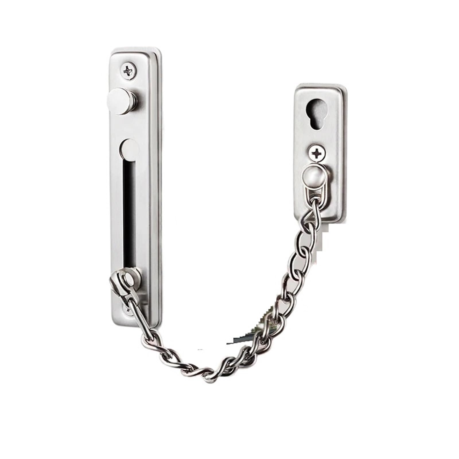 Yusuzh Silver Security Door Sliding Chain Lock Safety Punch Free Stainless Steel Latch Buckle For Door(Silver)
