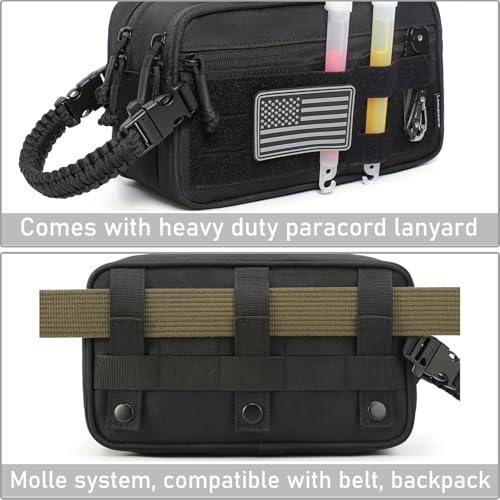 Tactical Toiletry Bag for Men Dry Wet Separate Dopp Kit Travel Hygiene Bag EDC Utility Tool Molle Pouch Mens Shaving Kit Travel shower Bags (Black)2